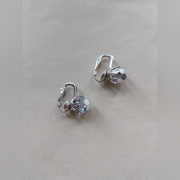 Sherman Faceted Silver Clip-On Earrings - Picture 12 of 12
